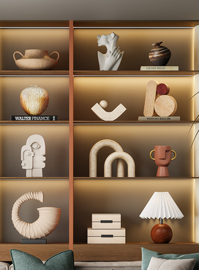 侘寂风黄洞石抽象酒店民宿摆件