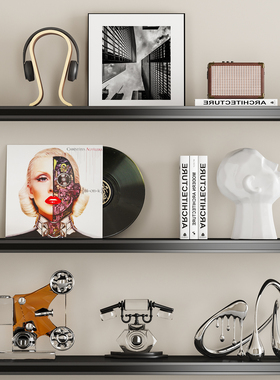 意式轻奢客厅电视柜摆件高档样板房别墅大平层开放格壁龛几何软装