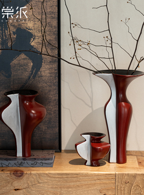 宋代美学中古风艺术陶瓷花瓶高档客厅样板房玄关桌面插花装饰摆件