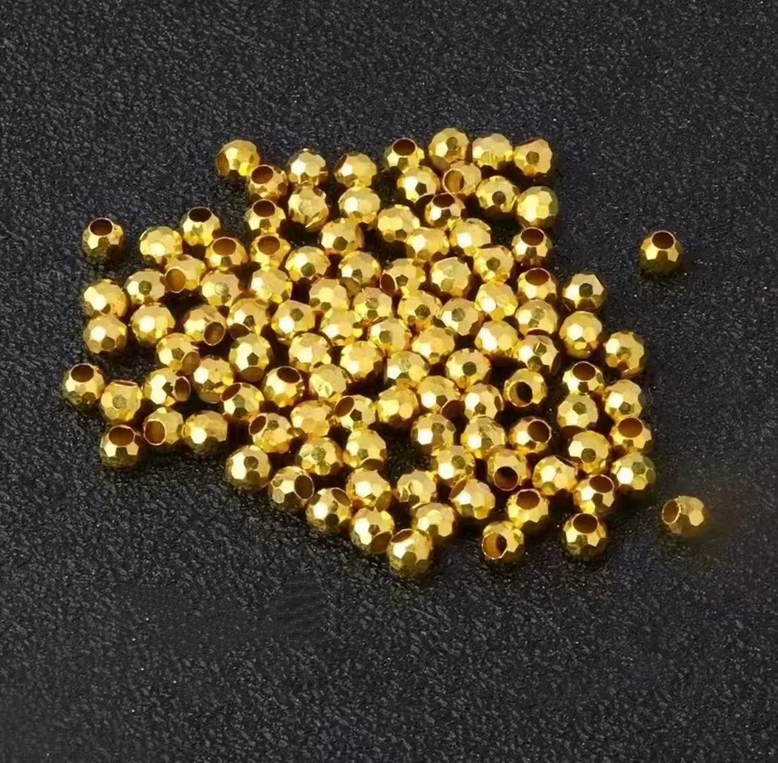 DIY 18k金镭射珠蹦迪珠足球珠隔珠手链项链DIY配件间隔散珠图片