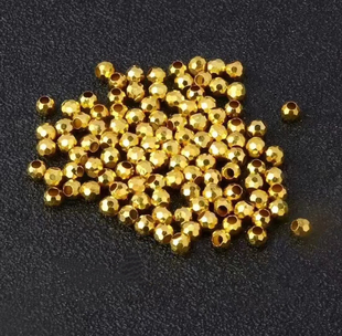 DIY 18k金镭射珠蹦迪珠足球珠隔珠手链项链DIY配件间隔散珠