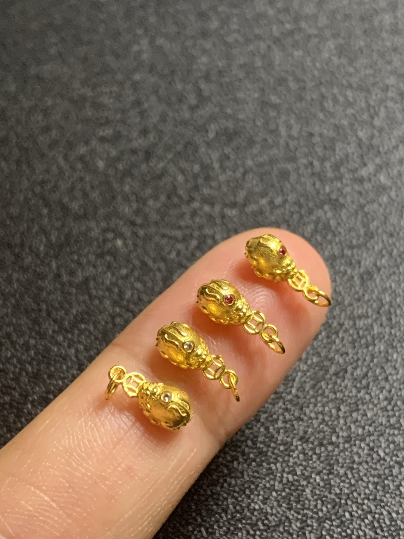 18K金配件diy通体黄金錾刻