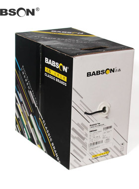 BABSON百森 超五类CAT5e网线BTL850U无氧纯铜305M国标过测足米UTP灰色/黑色24AWG24线规宽带线电脑线含增票