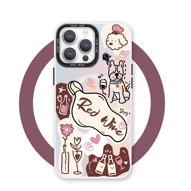红酒花 适用于iPhone16promax苹果15pro磁吸手机壳小众独特14高级感轻奢13浮世ins风华为pura70艺术小米全包