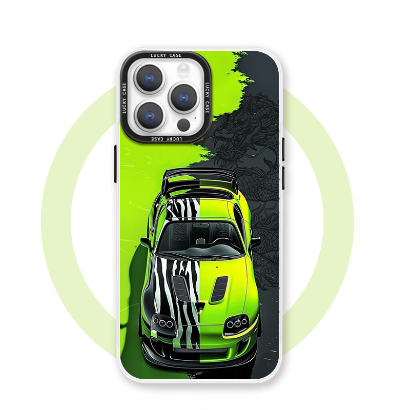 绿色跑车 适用iPhone16promax苹果15pro磁吸手机壳小众独特14高级感轻奢13浮世绘ins风华为pura70艺术小米