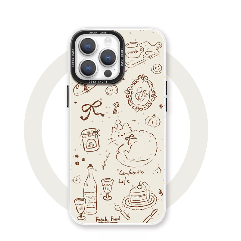 烹饪小猫 适用于iPhone16promax苹果15pro磁吸手机壳小众独特14高级感轻奢13浮世绘ins风华为pura70艺术小米