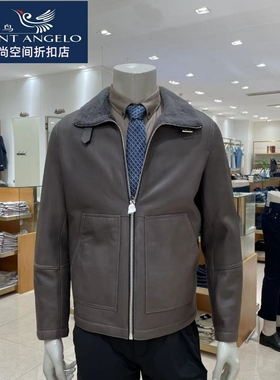 报喜鸟正品品牌男真皮羊皮皮衣高档商务休闲皮毛一体专柜 价11800