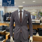 西服修身 正品 版 新款 双开衩 灰色隐条纹戗驳领春季 报喜鸟品牌男套装