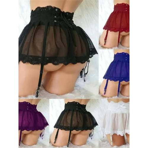 Sexy mesh strap floral short skirt for women网纱绑带碎花短裙