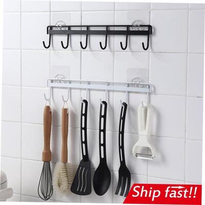 kitchen hook non-trace glue six hooks wall hanging steel