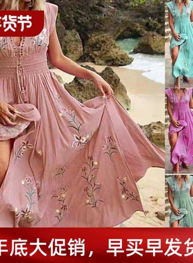 dress dresses women summer plus size long maxi red beach2022