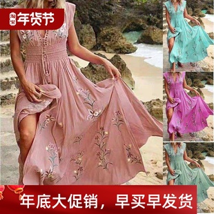 dress dresses women summer plus size long maxi red beach2022