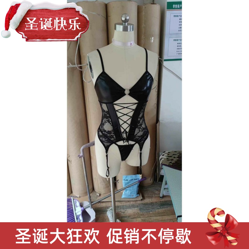 LeingerP65618ie FoLr Womenr Thee Piece PU Lather Teddy Bodys