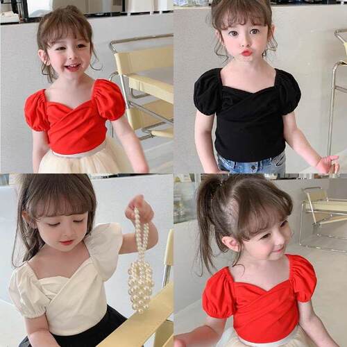 Girls' Summer Short-sleeved T-shirt Bby Stylish Children's P