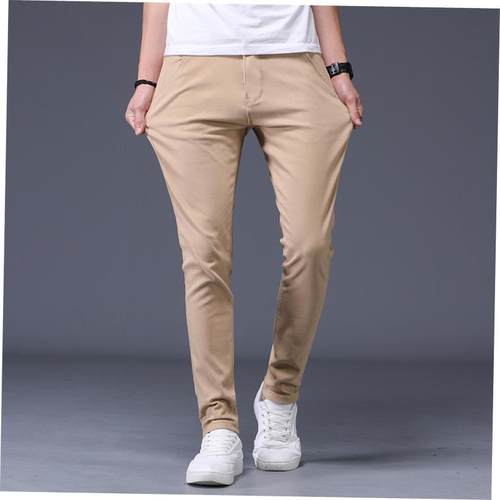 Casual Pants Men Cotton Slim Fit Chinos Fashion Trousers 38