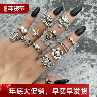 Ring For Women 2024 Butterfly Silver Men Mushroom Vintage