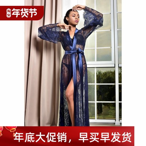 Sexy  Cutout Lace  Pajama Robe Set 性感镂空蕾丝睡衣睡袍套装