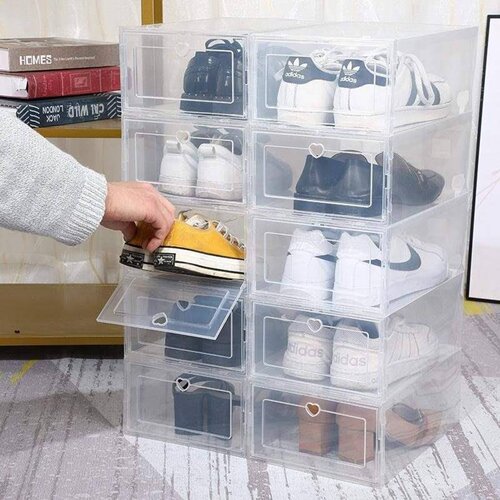 PP thickened plic shoe box for storage flap drawer type
