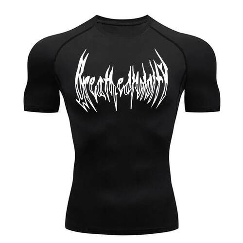 2024 Men's Compression Long Sleeve Black Gym Workout T-S