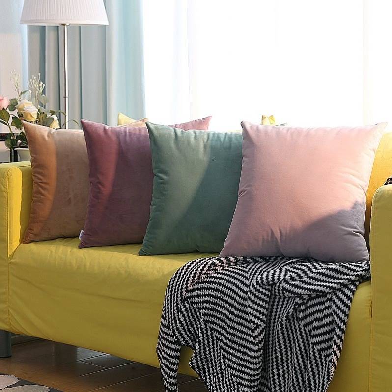 Solid-colored throw pillows Pink Cushions velvet backrest 居家布艺 靠垫/抱枕 原图主图