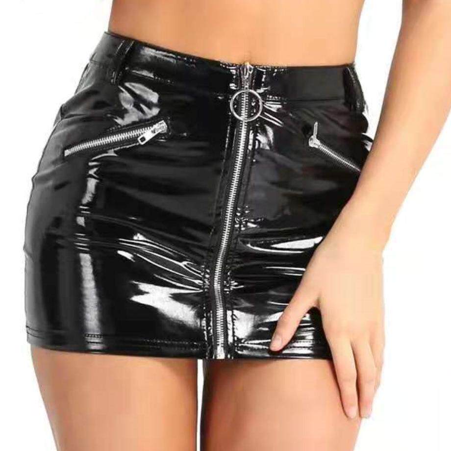 Fashion sexy leather skirt with buttocks时尚性感包臀皮短裙女