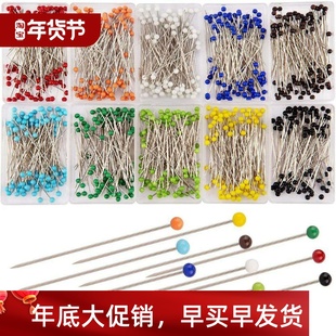 Sewing Pins Glass 100Pcs Multicolor 38mm Ball Head Box