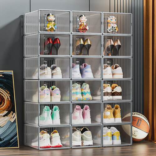 Transparent shoe box， plastic shoe rack type shoe cabinet