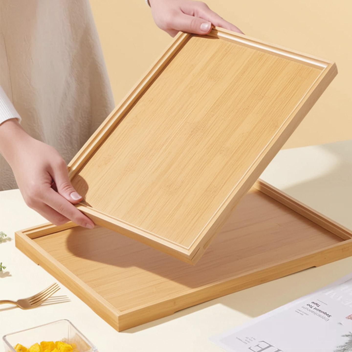 托盘长方形家用商用竹盘烧烤盘面包烤肉杯子盘日式竹木餐盘托盘