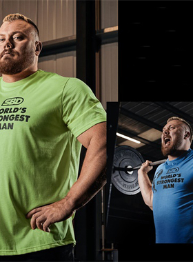 2022英国SBD大力士比赛官方T恤人气短袖训练运动圆领大码体恤健身