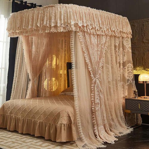 U型导轨宫廷蚊帐豪华蕾丝提花幔