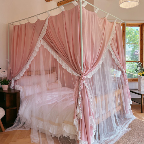 双层遮光帘床幔式宫廷落地式蚊帐