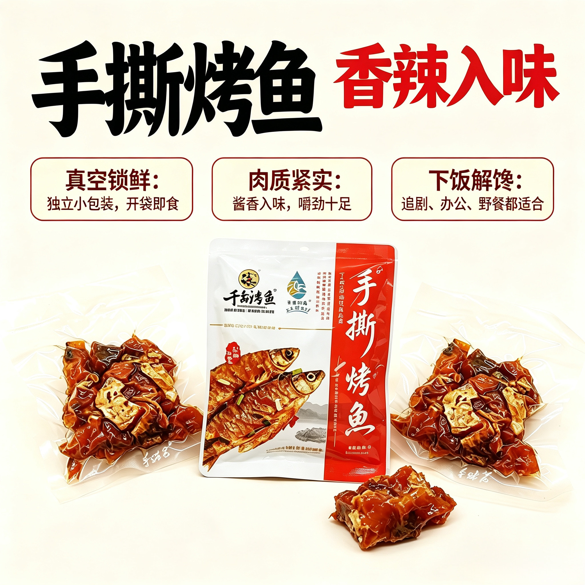 包邮千岛湖特产手撕烤鱼即食鱼零食冷盘鱼肉干鱼块120g