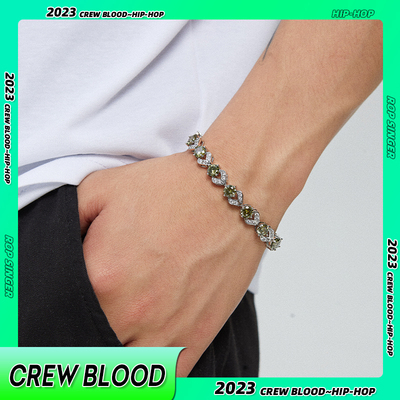 嘻哈拼接锆石镶嵌手链男