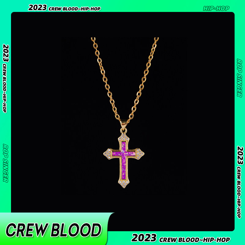 满钻拼接十字架项链男女