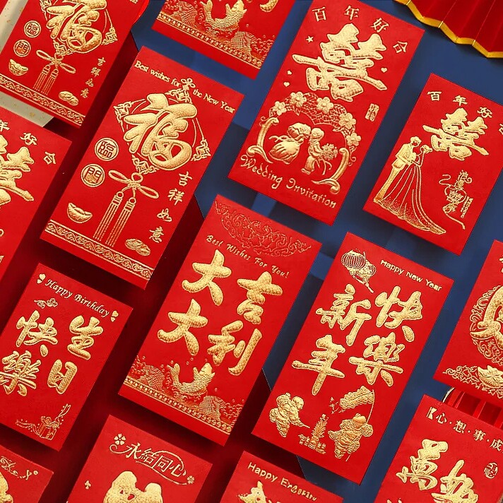 新年红包袋烫金福字利是封结婚压岁钱红包春节喜庆通用红包封