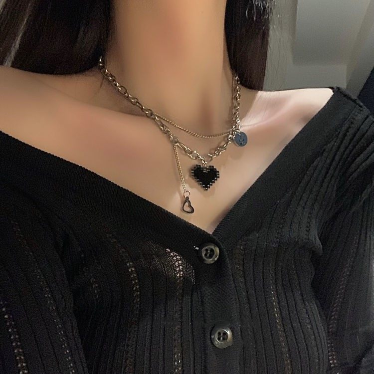 钛钢不掉色爱心项链女ins吊坠
