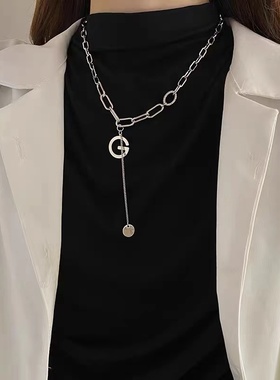 小众设计感ins冷淡风长款锁骨链