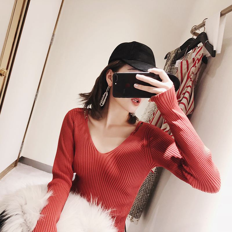 TKSTYLE¶¨ÖÆ 2018´ºÇïµõ´øÂ¶¼çµ¯Á¦ÐÞÉíÏÔÊÝ´òµ×³¤ÐäÕëÖ¯ÉÀÅ®