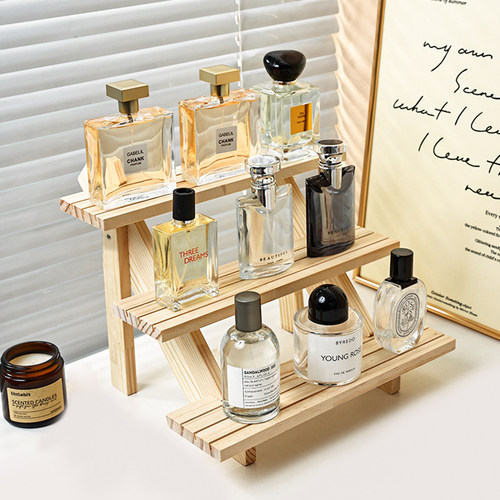 【实木阶梯】木质香水置物架