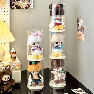 dimoo展示盒labubu迪士尼搪胶娃娃盲盒展示架收纳透明手办保护盒