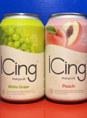 韩国进口iCing玛克丽米酒青葡萄味水蜜桃味350毫升朋友聚临期特价