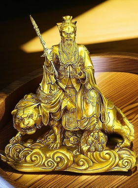 黄铜张天师神像摆件黄铜正一真人张道陵天师家居客厅工艺品装饰o