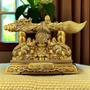 黄铜文昌笔摆件铜大笔发财妙笔生花毛笔摆件家居玄关工艺品装饰o