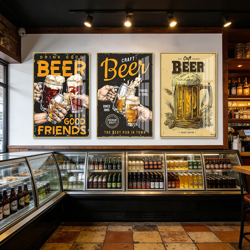 夜店精酿啤酒屋装饰画小酒馆烧烤店挂画酒吧休闲餐吧烤肉店壁画