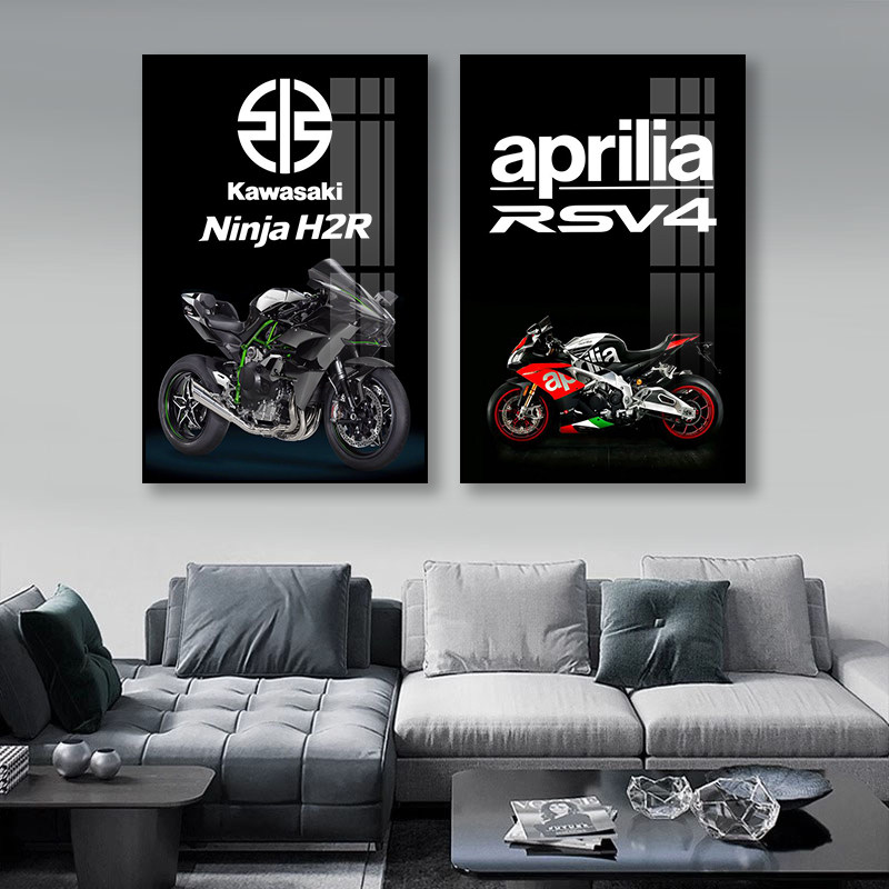 杜卡迪机车装饰画川崎哈雷宝马挂画跑车赛车改装俱乐部摩托车壁画