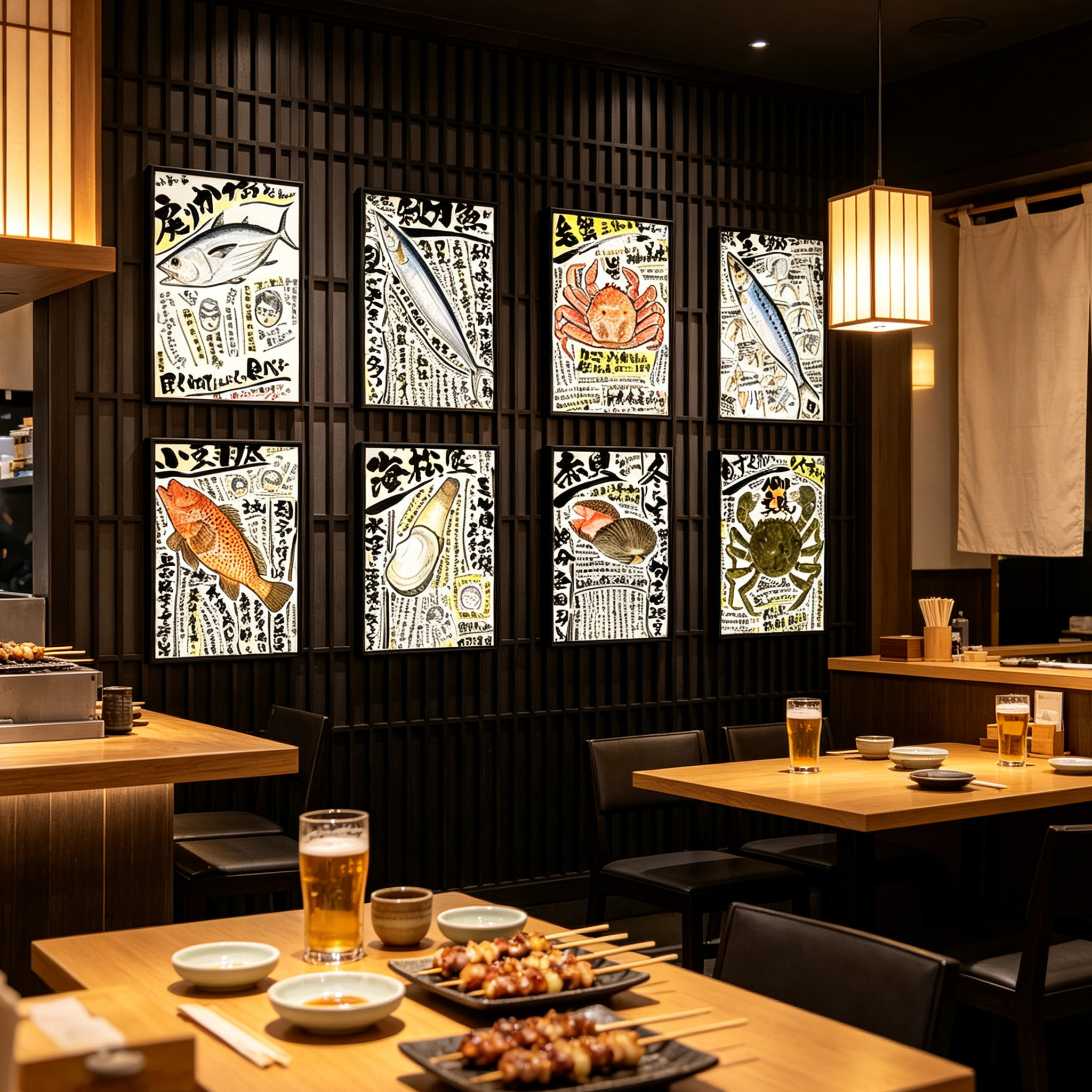 日式料理店鲜鱼装饰画刺身店寿司店挂画烧鸟店烧烤店居酒屋壁画