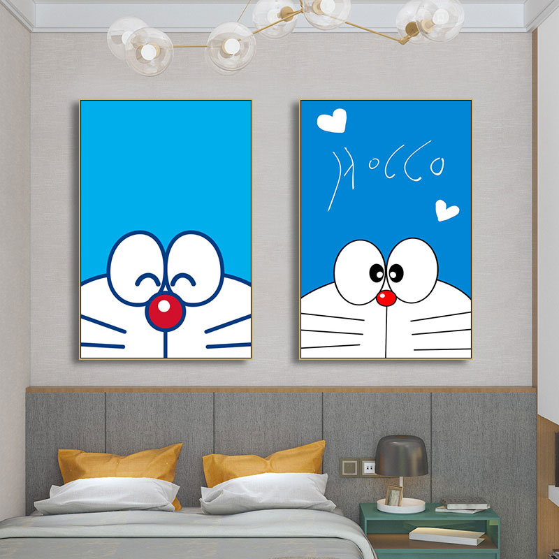 哆啦A梦挂画儿童房卧室装饰画