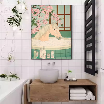 马年新款日系风厕所挂画熊猫动物浴室卫生间浴室淋浴间墙面壁画