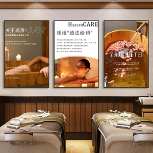 养生馆装饰画spa理疗美容院挂画中医馆东北澡堂子瑶浴药浴泡澡画