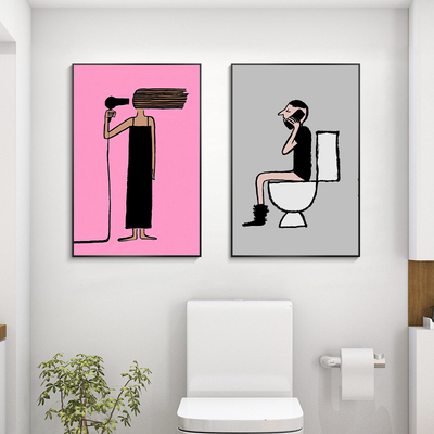 ins风插画浴室厕所卫生间装饰画